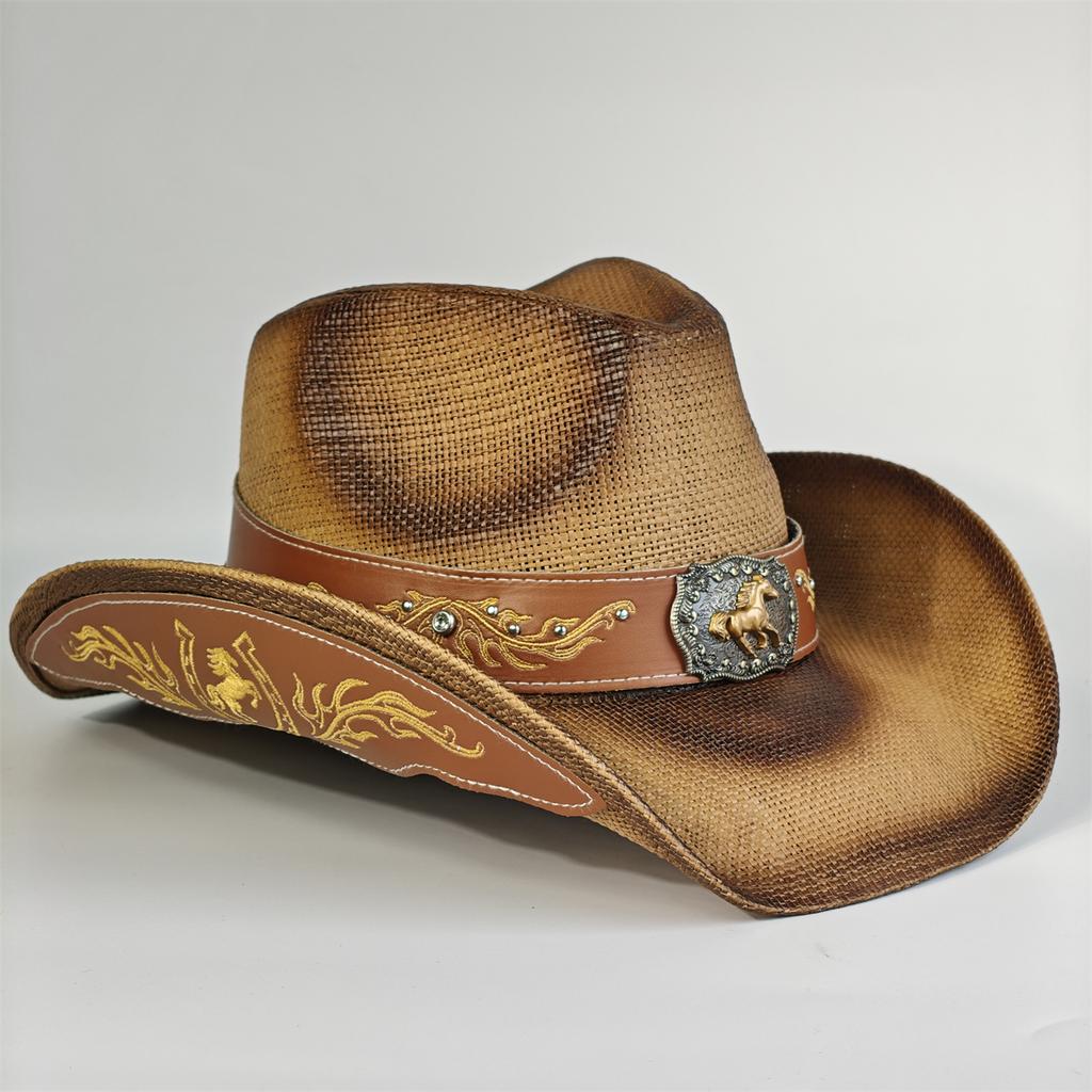 Embroidery Horse Accessories Straw Cowboy Hat For Women Men – Western Sun Hat For Country Concert Rodeo And Cowgirl Hat