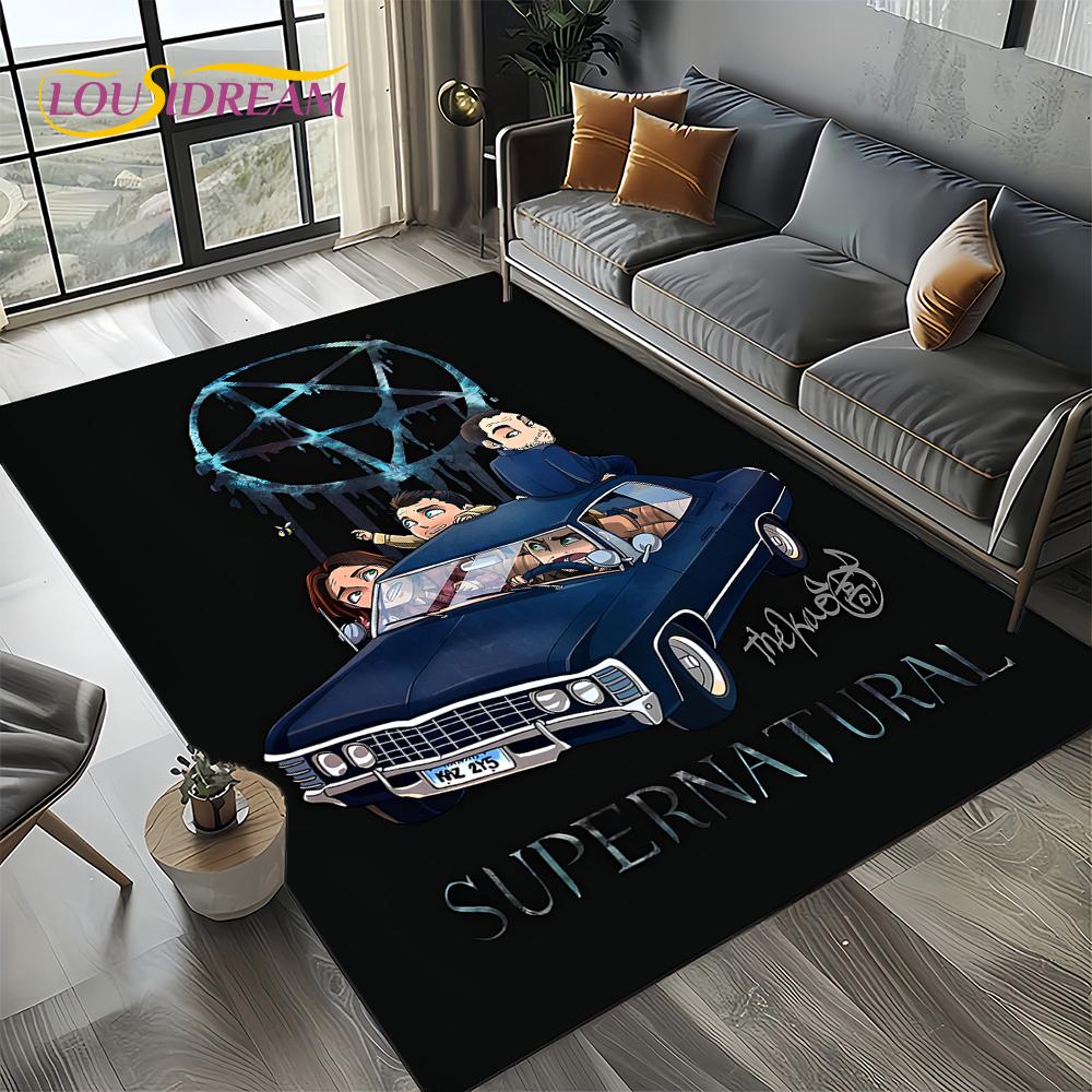 3D SPN Supernatural Sign Dean Sam Carpet Rug for Living Room Bedroom Home Sofa Decoration,Kids Play Area Rug Non-slip Floor Mat