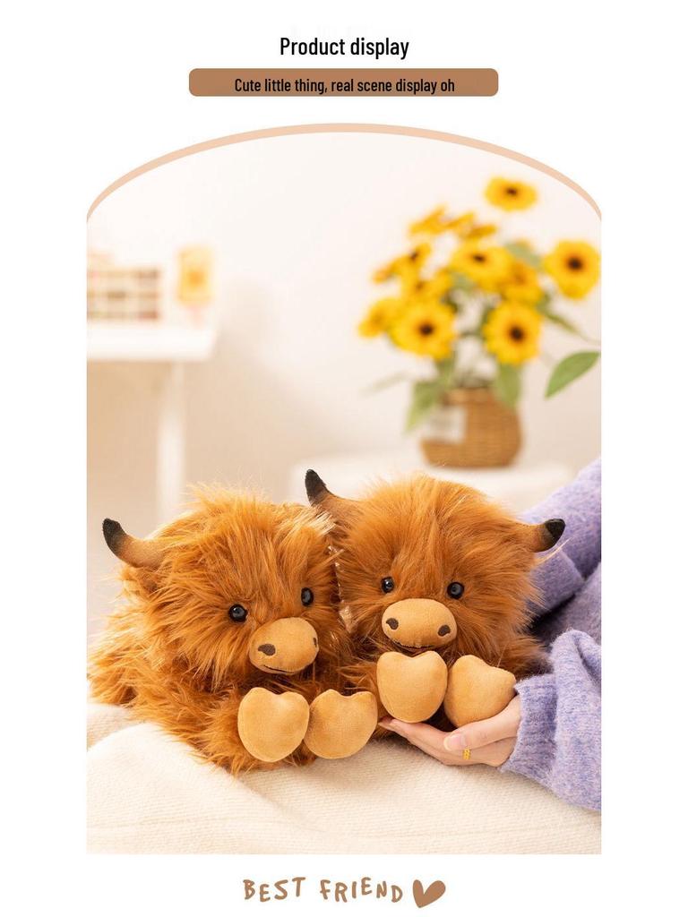 Highland Cow Plush Toy - Long-haired Scottish Cattle Simulation Doll