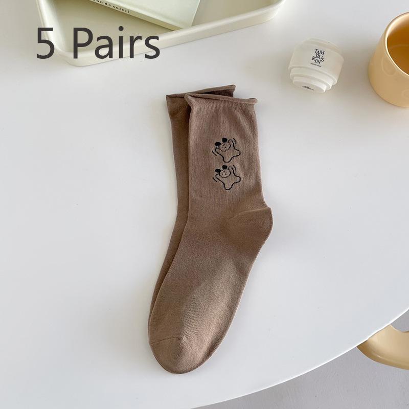 

5 пар женских осенне-зимних универсальных носков с изображением мультяшных собак 5 Pairs кофейный
