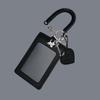 Black Faux Leather Student ID Card Holder with Silver Cat Bow Pendant, Faux Leather Campus Card Case, Kpop Style Photo Card Organizer with Lanyard