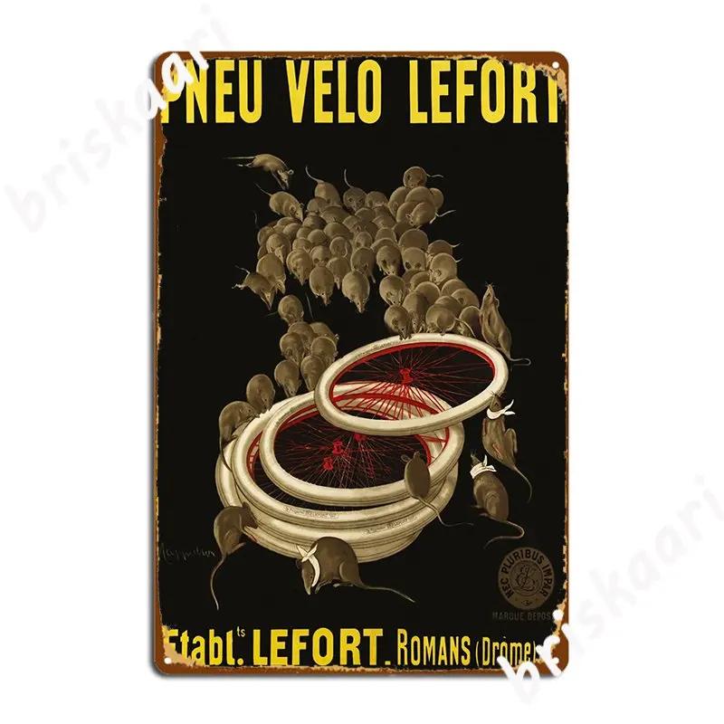 Pneu Velo Lefort Tires 1911 Poster Metal Plaque Retro Wall Cave Plates Home Tin Sign Poster 20X30CM