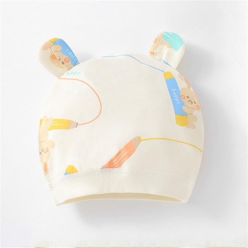 Lovely Newborn Hospital Hat Preemie Boys Girls Beanie Solid with Animal Pattern Infant Baby Hats for Spring Autumn Gift