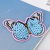 6pcs Sequins Butterfly Honeybee Clothes Patch Iron On Applique DIY T Shirt Fabric Sticker(Blue