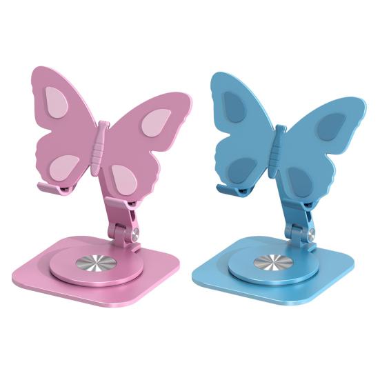 Butterfly Phone Holder Adjustable Height Phone Stand 360-degree Rotating Multi-Angle Foldable Mount for Smartphones Tablets