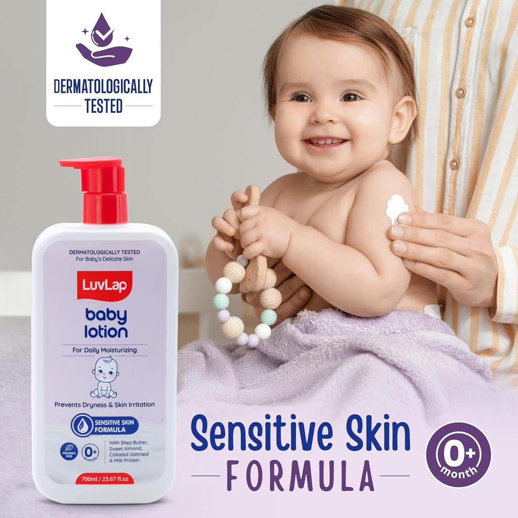 LuvLap Baby Lotion With Milk Protein 700ml Gentle Daily Moisturizer For Sensitive Skin Shea Butter Almond Oil Vitamin E