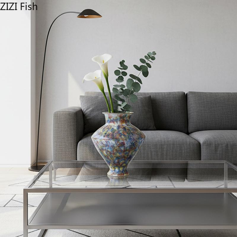 Oil Painting Painted Ceramic Vase Table Decoration Artificial Flower Decorative Flowers Arrangement Room Aesthetic Decor