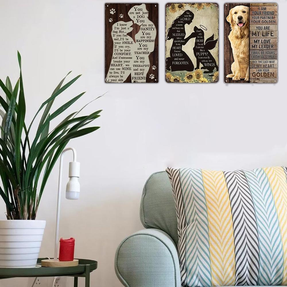 1pc Dog Vintage Metal Tin Sign Wall Art Decor For Home Backyard Vet Pet Gifts For Pet Dog Lover 20x30cm