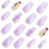 Flowers Fake Nail for Women Simple Style Nude and Purple Resin Artificial Nail for Nail Extension Suit Matching