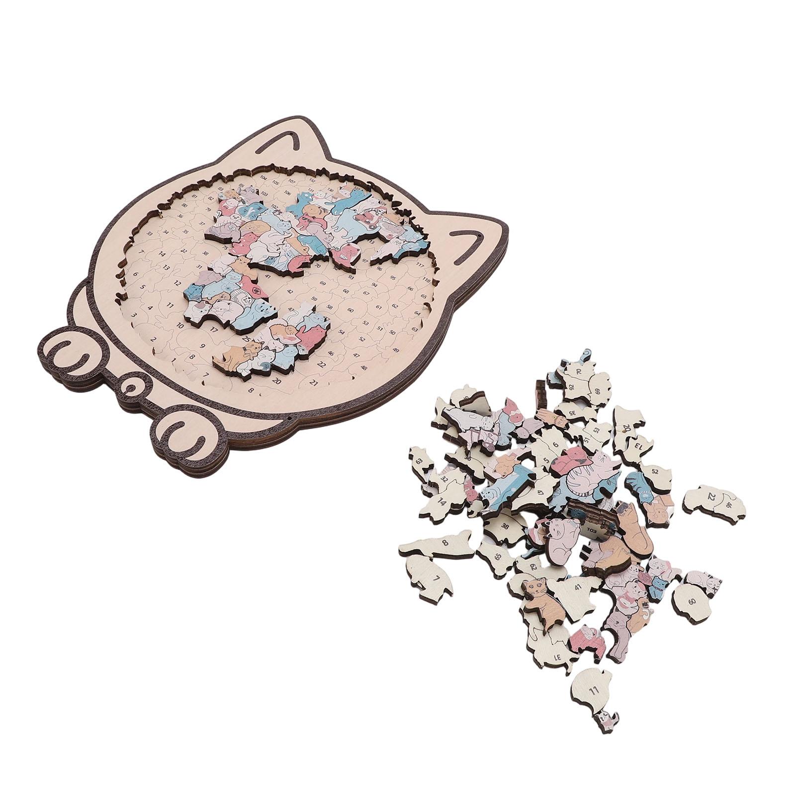 

Cat Shaped Wooden Jigsaw Puzzle Cute Unique Animal Shape Wood Puzzle for Home Decor Type 2