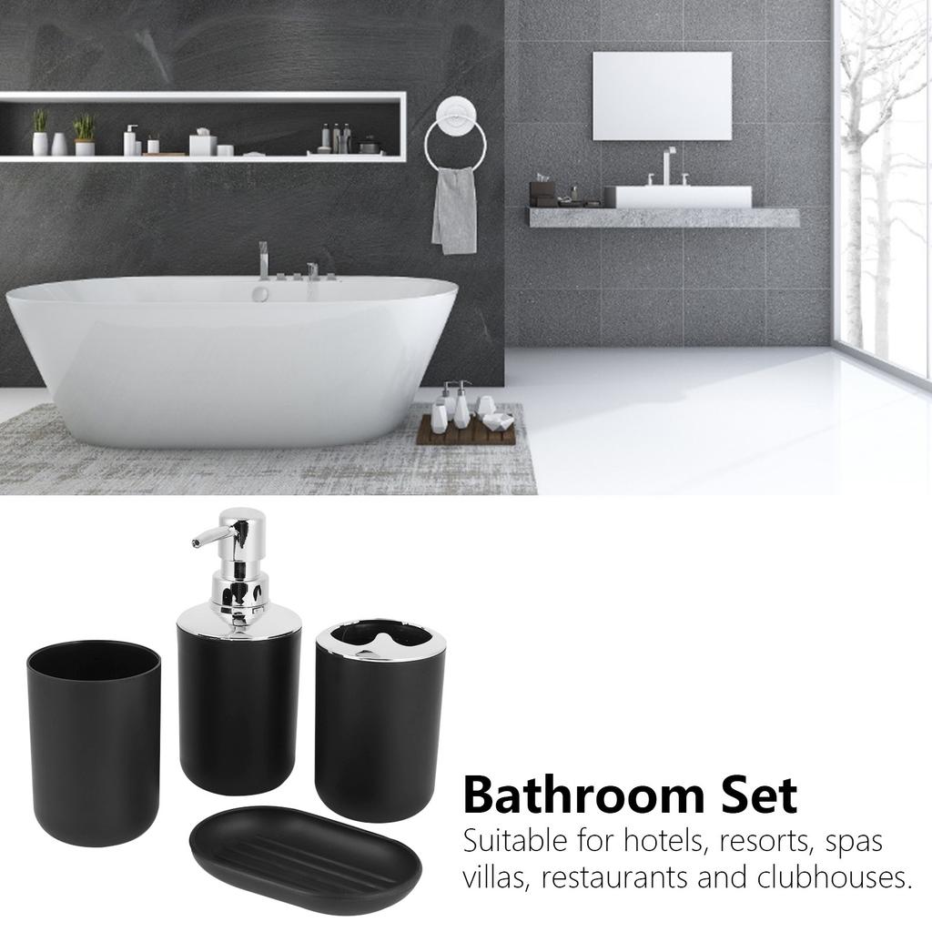 4 Piece Bathroom Dispenser Set, Multifunctional Lotion Dispenser, Wash Cup, Toothbrush Holder, Set, Electroplating Process, Compact Size, for Bathroom