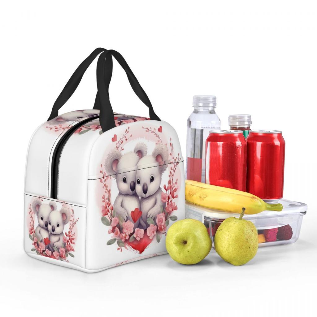 Valentine's Day Koala Bears In Love Insulated Lunch Bag for Kids School Cooler Thermal Food Box Tote Lunch Boxes Container