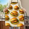 1pc Hamburger Theme Chef Apron with Burger and Fries Print - Suitable for Cooking, Baking, Grilling, Durable Kitchen Workwear, Fun Gift for Chefs for 