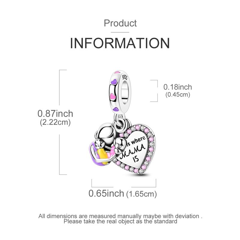 Original Charms Copper Mother'S Day Parent-Child Pendants Fit Charms Plata Bracelets For Women Women Jewelry Making Diy