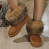 Fashion Women Shoes 2025 Retro Round Toe Women's Boots Winter Plush Warm Short Boots Lightweight Non-slip Ladies Snow Boots
