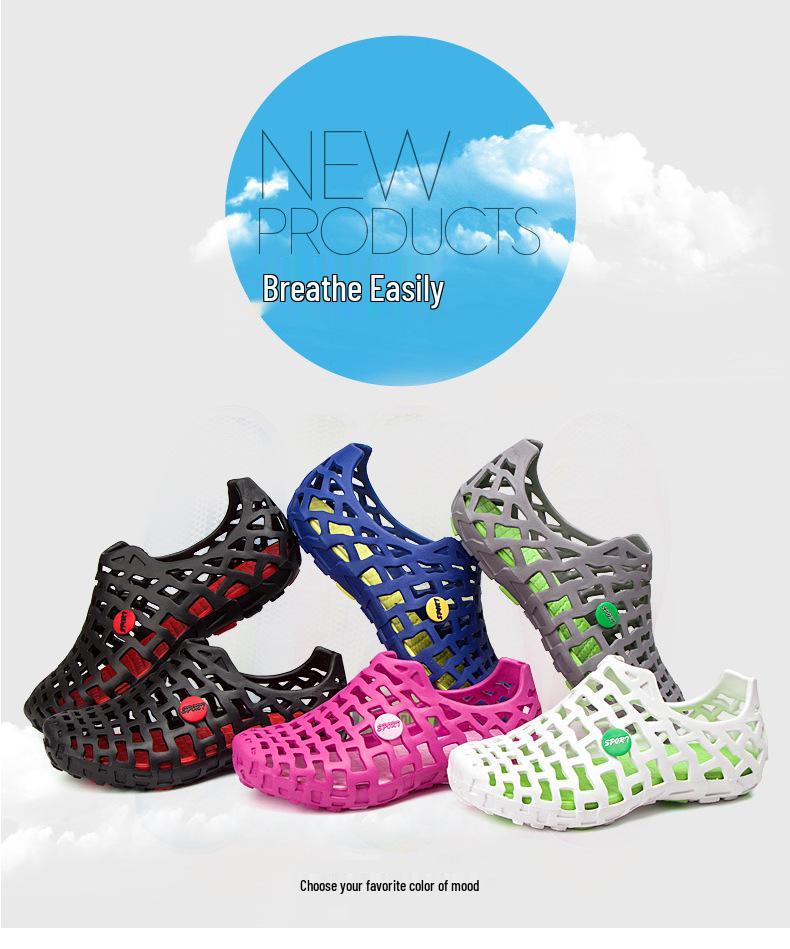 2024 Summer Breathable Hollow Clog Sandals for Couples - Slip-on Beach Style