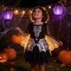 Halloween Spider Costume For Kids With Knit Fabric And Web Cloak For Stage Performance