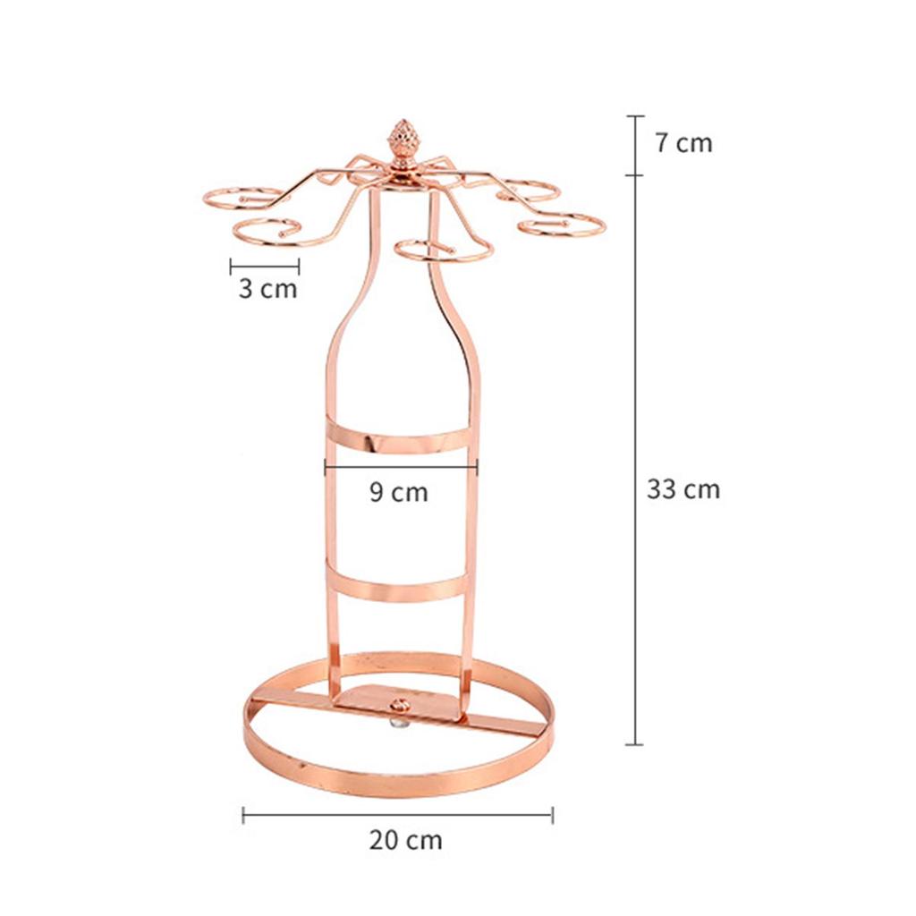 2 in 1 Wine Rack Stemware Storage And Display 6 Glasses Bottle Unique Iron Goblet Drying