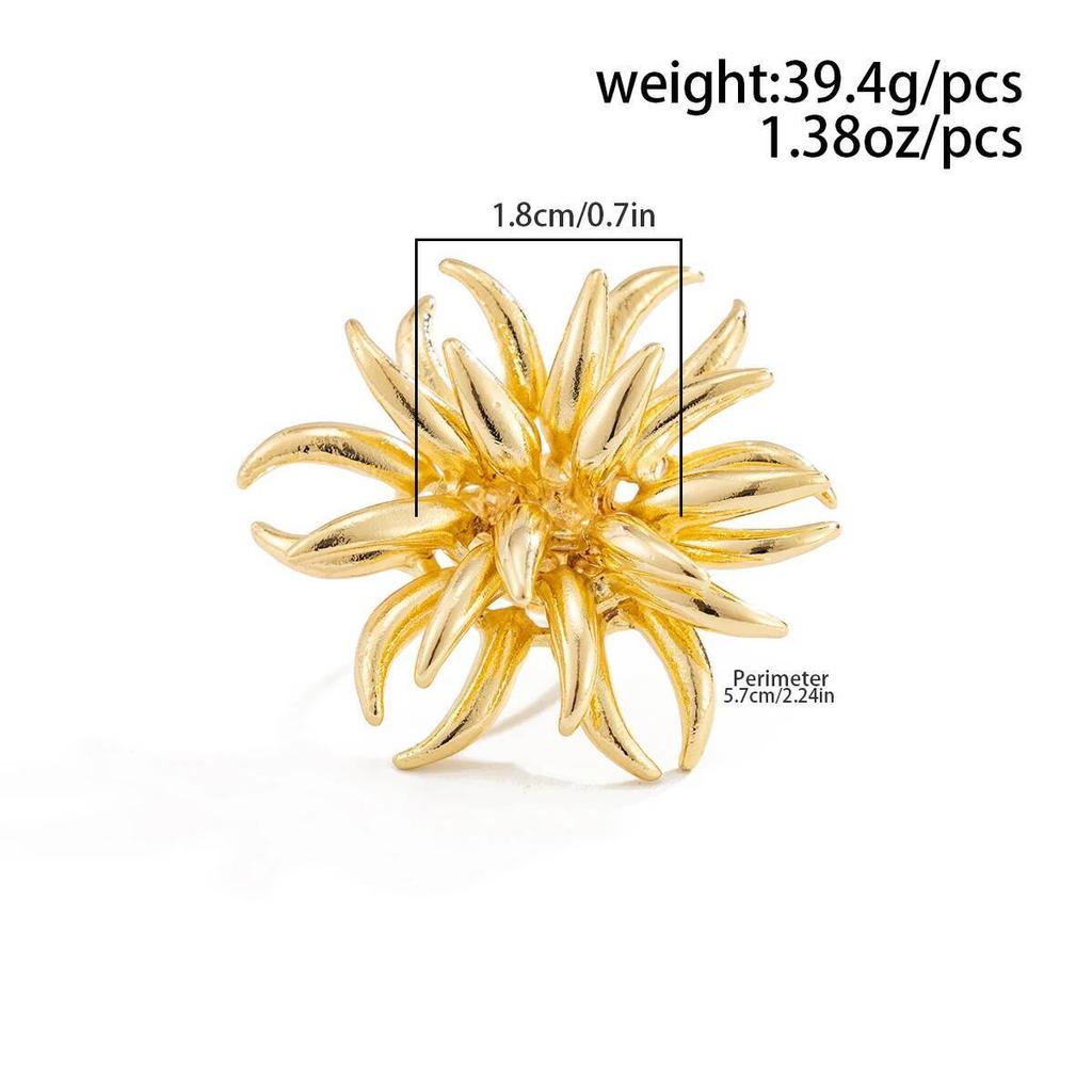Salircon Vintage Gold Color Hollow Out Flower Rings For Women Creative Chic Geometry Metal Knuckle Rings Wedding Party Jewelry