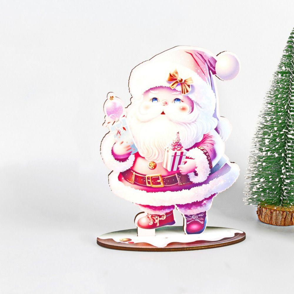 2pcs Cartoon Christmas Statue Figurine Handmade Christmas Sign Desktop Centerpieces  Cabinet