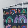Rainbow Shower Curtain Waterproof Bathroom Decor Multicolor Non-Toxic Print Fabric Shower Curtains For Bathrooms Dark Navy Backg