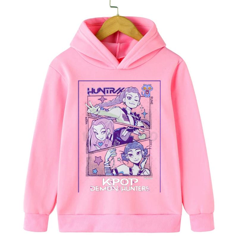 KPop Demon Hunters Hoodies Girls Boy Casual Tops Movie Graphic Sweatshirt Fashion Pullover K-Pop Demon Hunters Kids Clothes
