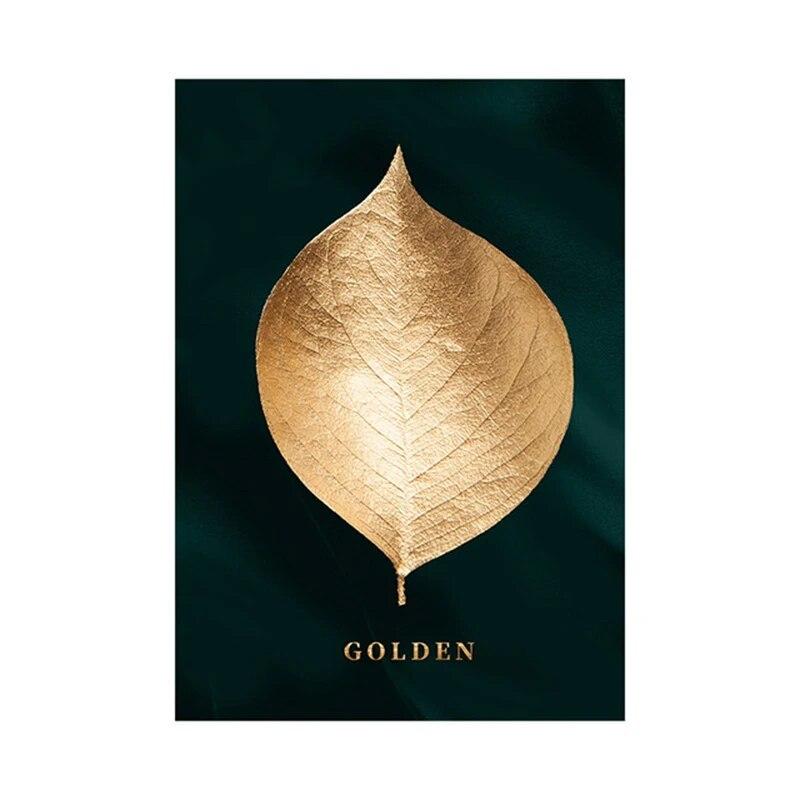 

Черное золото с листьями, художественные картины на холсте, современные растения, цветы, постеры и принты, настенные панно для гостиной, Настенный декор, Cuadros 21cm×30cm NoFrame