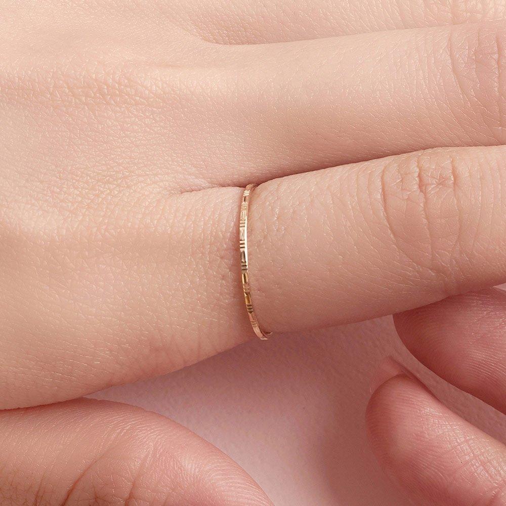 14K Layered Friendship Ring Comb-Cut Slim