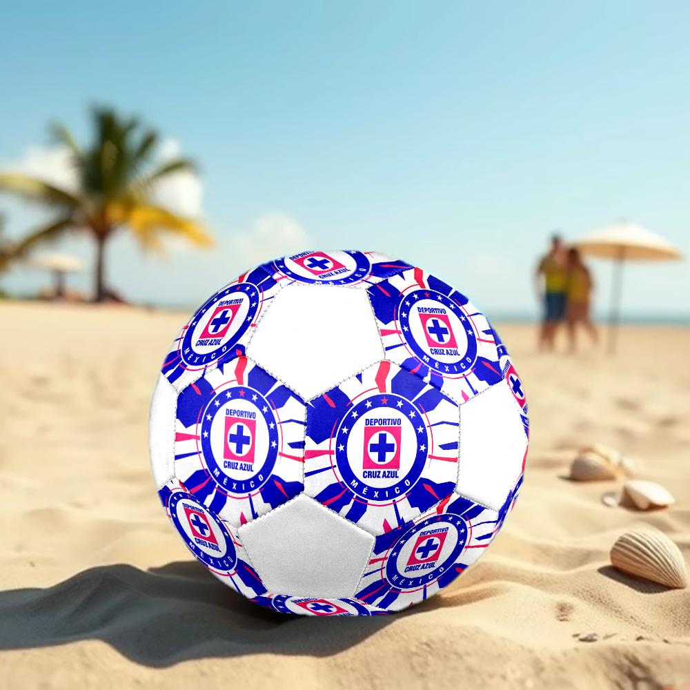 Cruz Azul Soccer Ball, colorful, suitable for all ages, machine-stitched, PVC material, competition grade, durable and high bounce