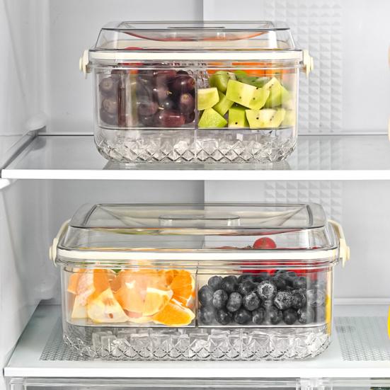 Serving Tray with 5 Dividers Lid Double-Walled Ice Tray Fruits Vegetables Shrimp Cocktails Party Appetizer Platter Snack Server