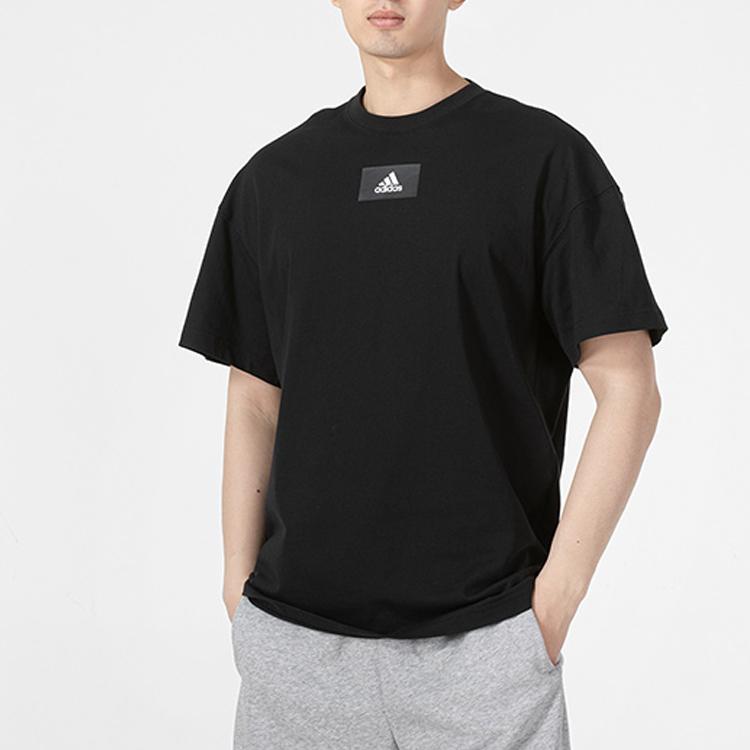 Adidas Printed Logo Solid Color Crew Neck T-Shirt Men Tops Black HE4361