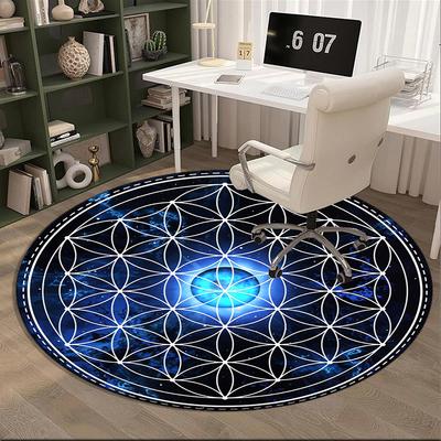 Cosmic Flower Of Life Round Carpet Chair Cushion Round Entryway Rug, Soft Round Rugs for Living Room, Bedroom, Circle Carpet Decor Gifts