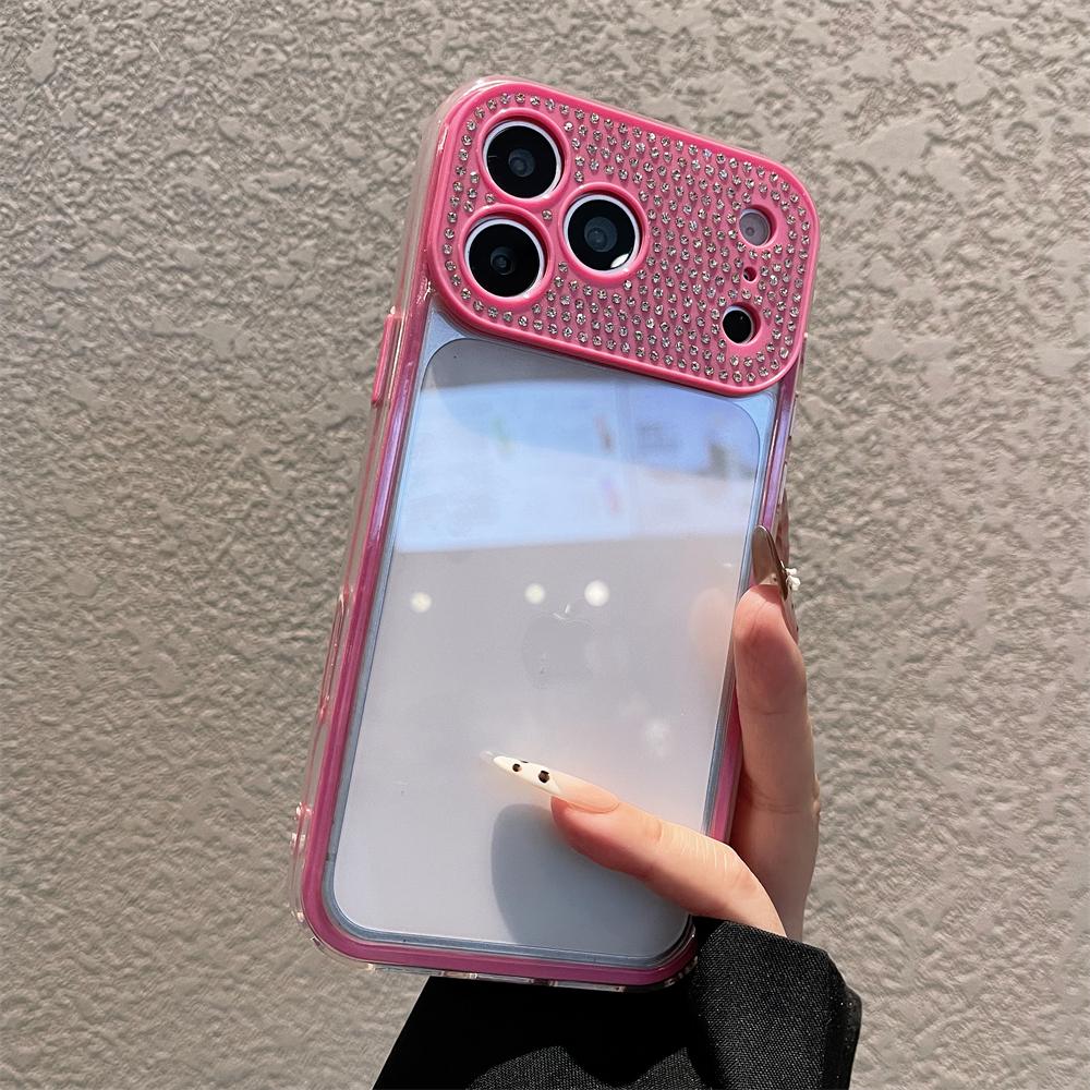 Acrylic Sparkling Diamond Big Window for For Iphone 16 1 14 13 17 Pro Max With Camera Protection Shine High Clear Back Cover