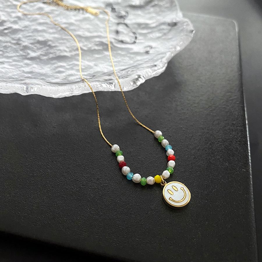 

2022 Летнее Красочное Ожерелье-Чокер из Бисера со Смайликом из Серебристой Титановой Стали, Не Тускнеющее
