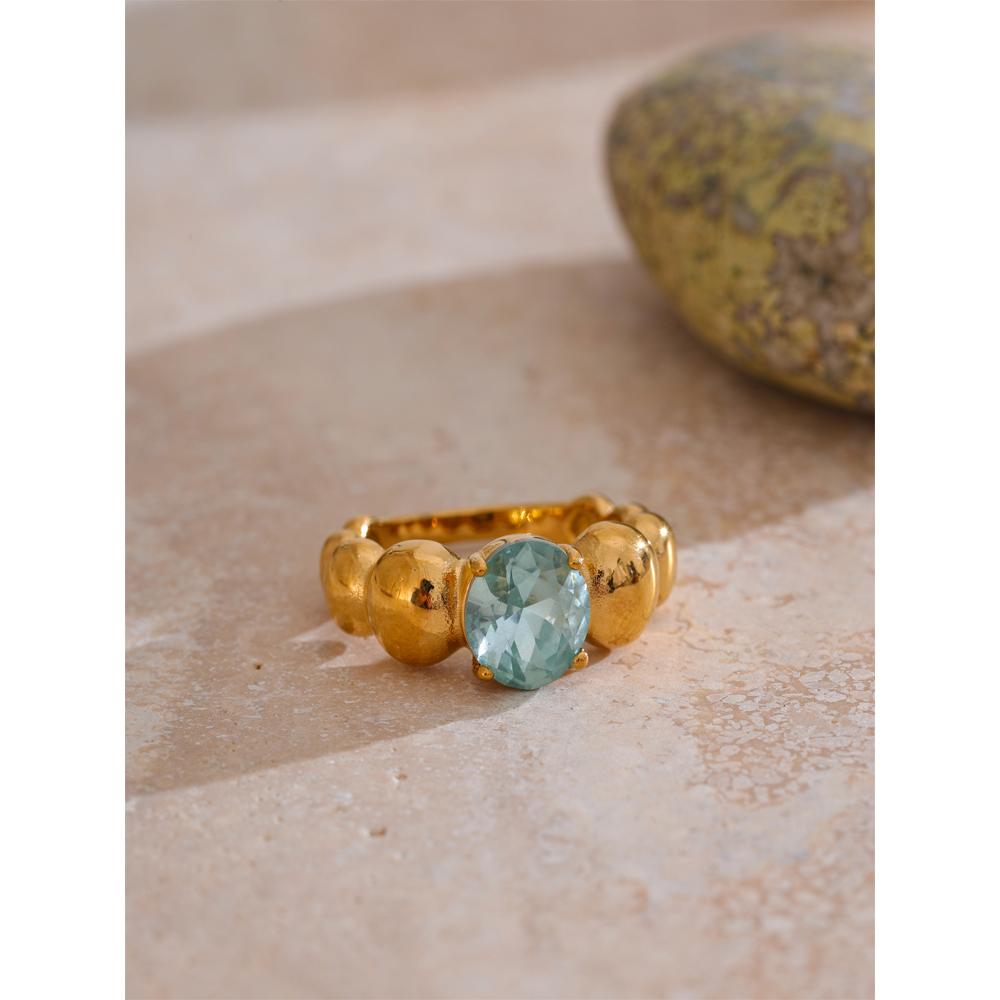 Eetit Blue Shiny Cubic Zirconia Casting Ring Fashion 316 Stainless Steel High Quality Charm Finger Jewelry Accessory