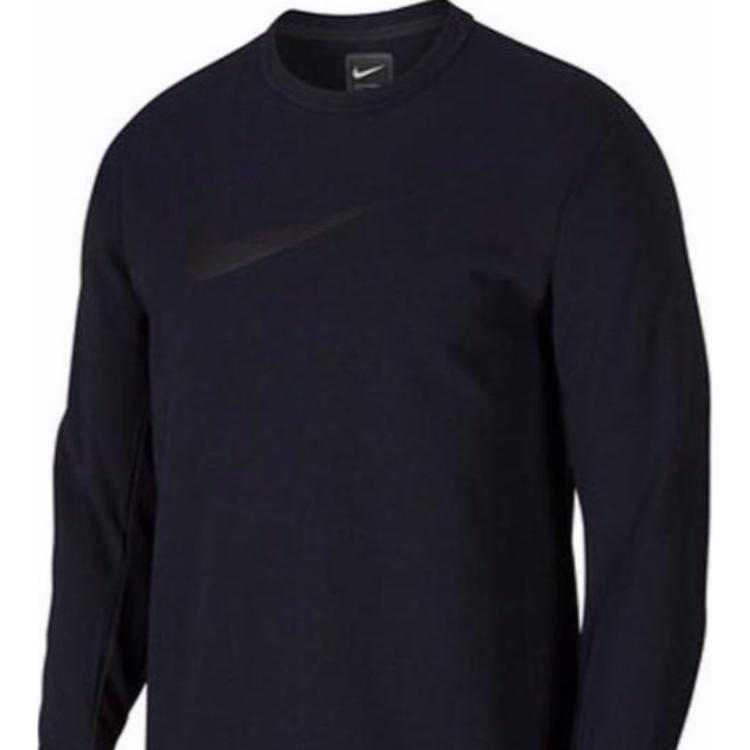 Nike Solid Color Logo Print Crew Neck Sweatshirt Men Tops Dark-Grey AR1557-475