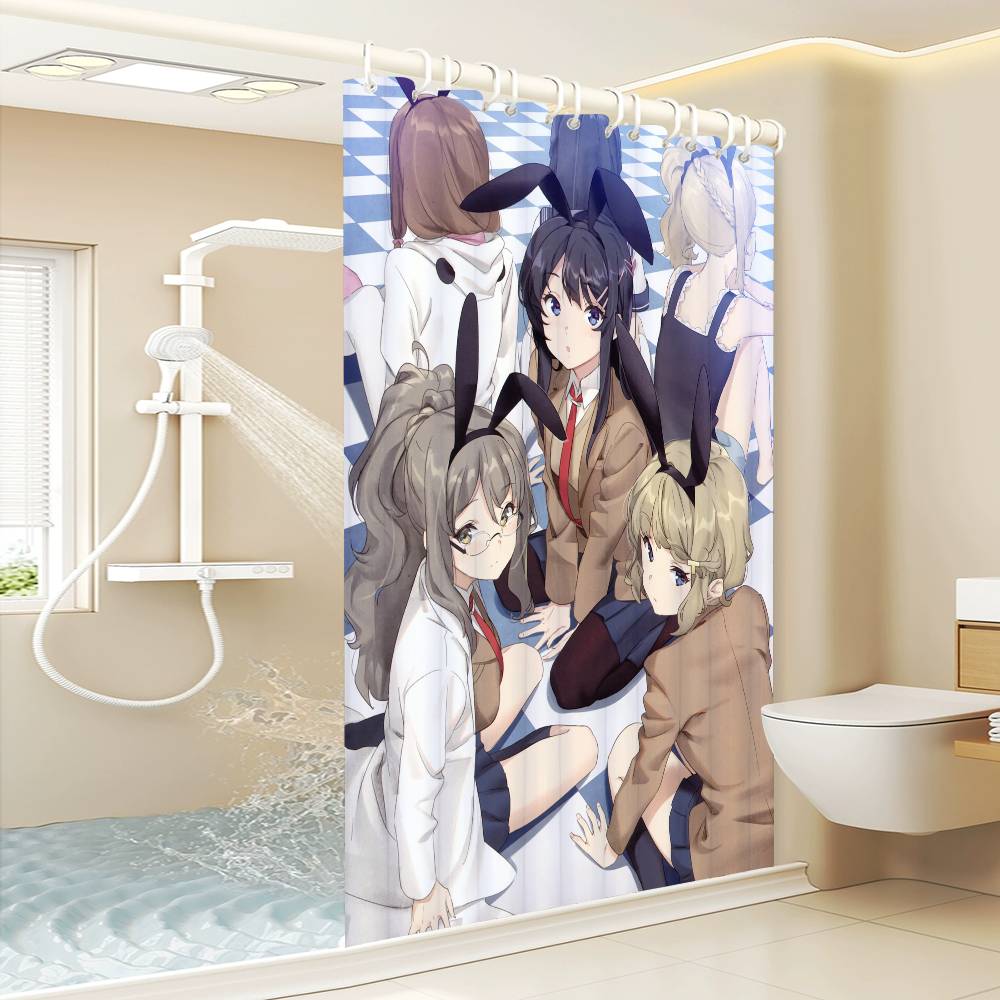 Anime Mai Sakurajima Shower Curtain - Water-Repellent And Leak-Resistant, Mold And Mildew Resistant For