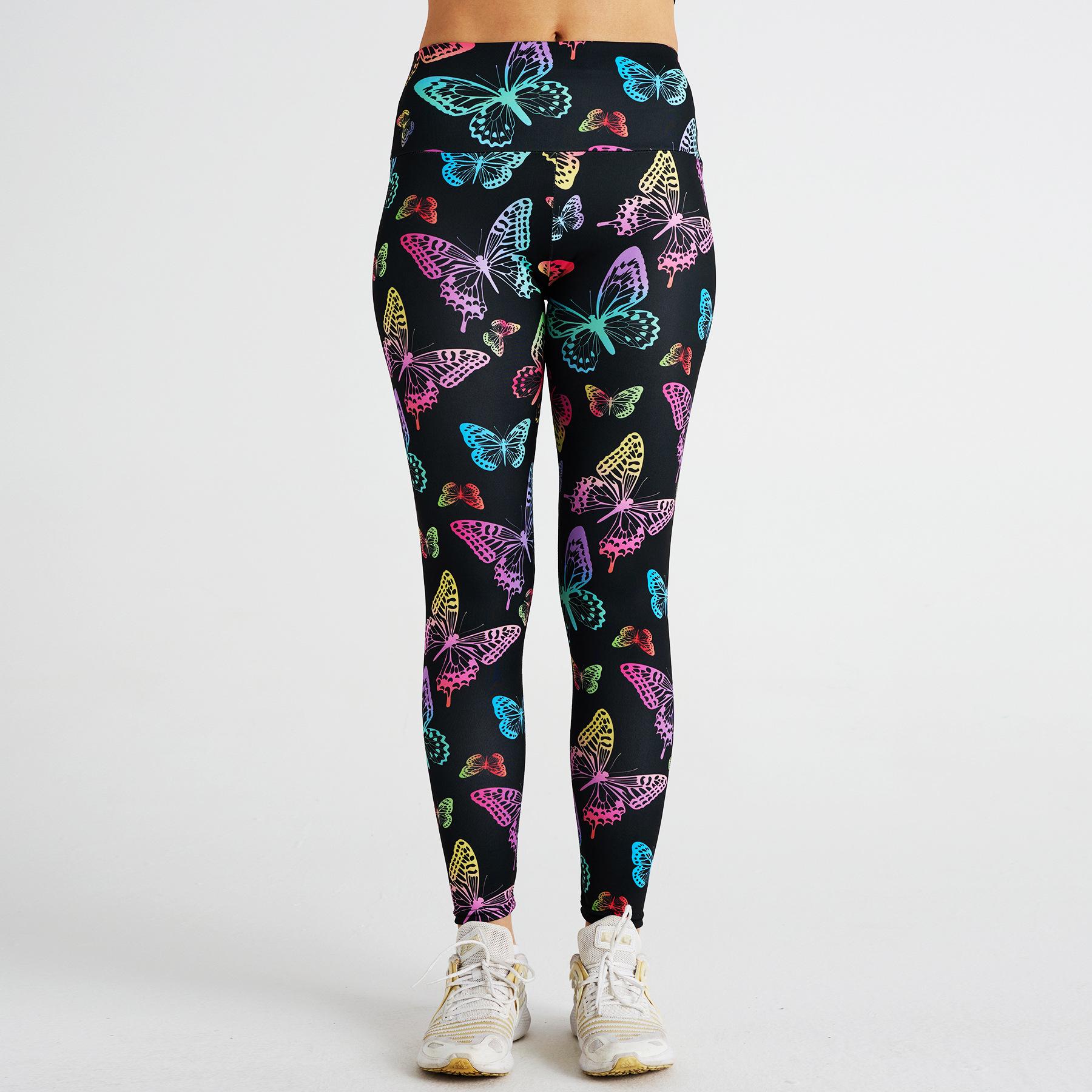 

Colorful butterfly printed yoga pants for women, high waisted fitness leggings, sports yoga pants S
