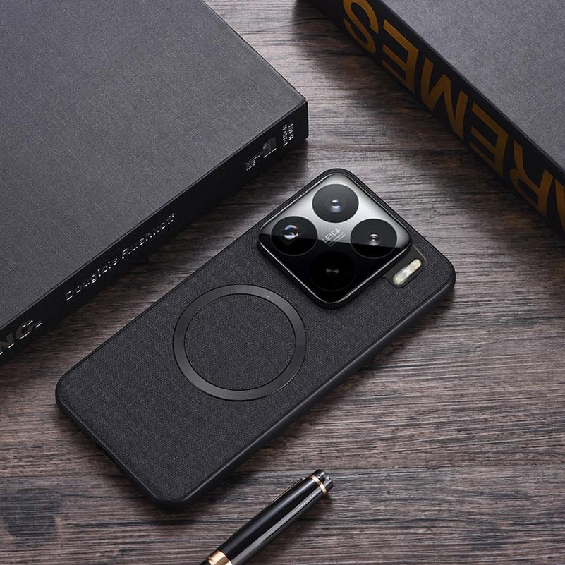 

Магнитный кожаный чехол Magsafe для Xiaomi 15 Pro Mi 15 14T Pro 14 Ultra Xiaomi14T Тканевая крышка для беспроводной зарядки For Xiaomi 15