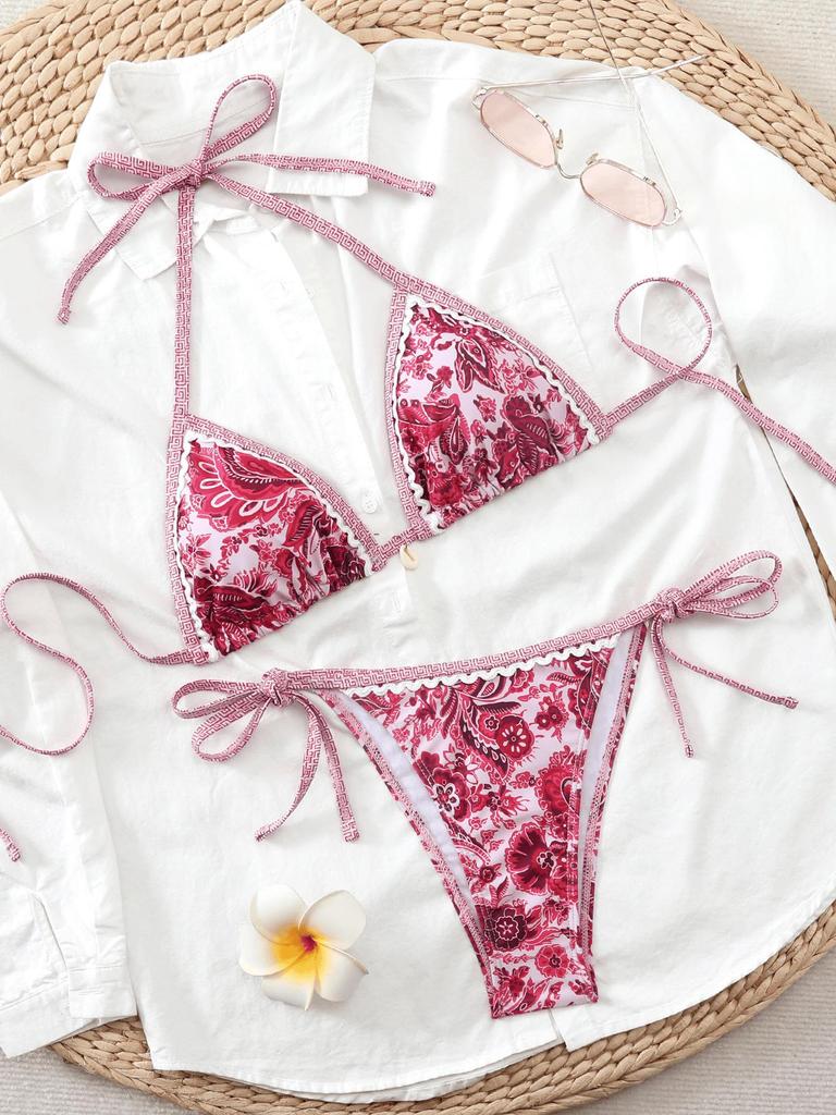 European & American Print Sexy Tie-up Bikini Set (2025)