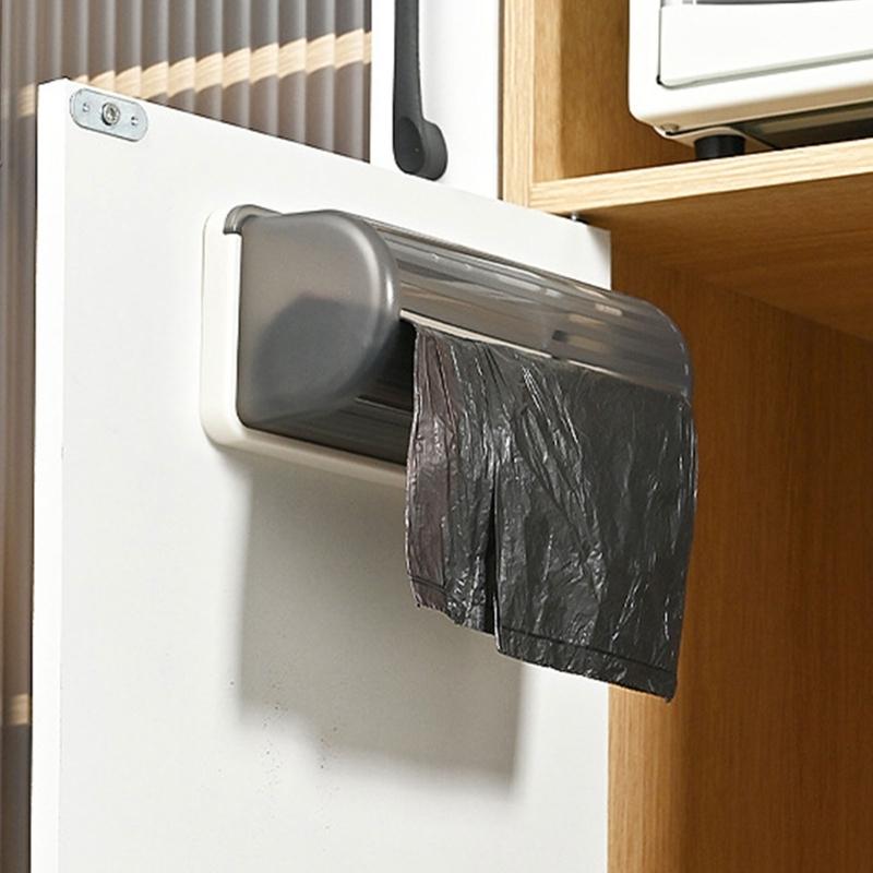 Trash Bag Dispenser Wall Mounted,Plastic Bag Roll Holder,Garbage Bag Holder Cabinet,Kitchen Trash Can Liner Organizers