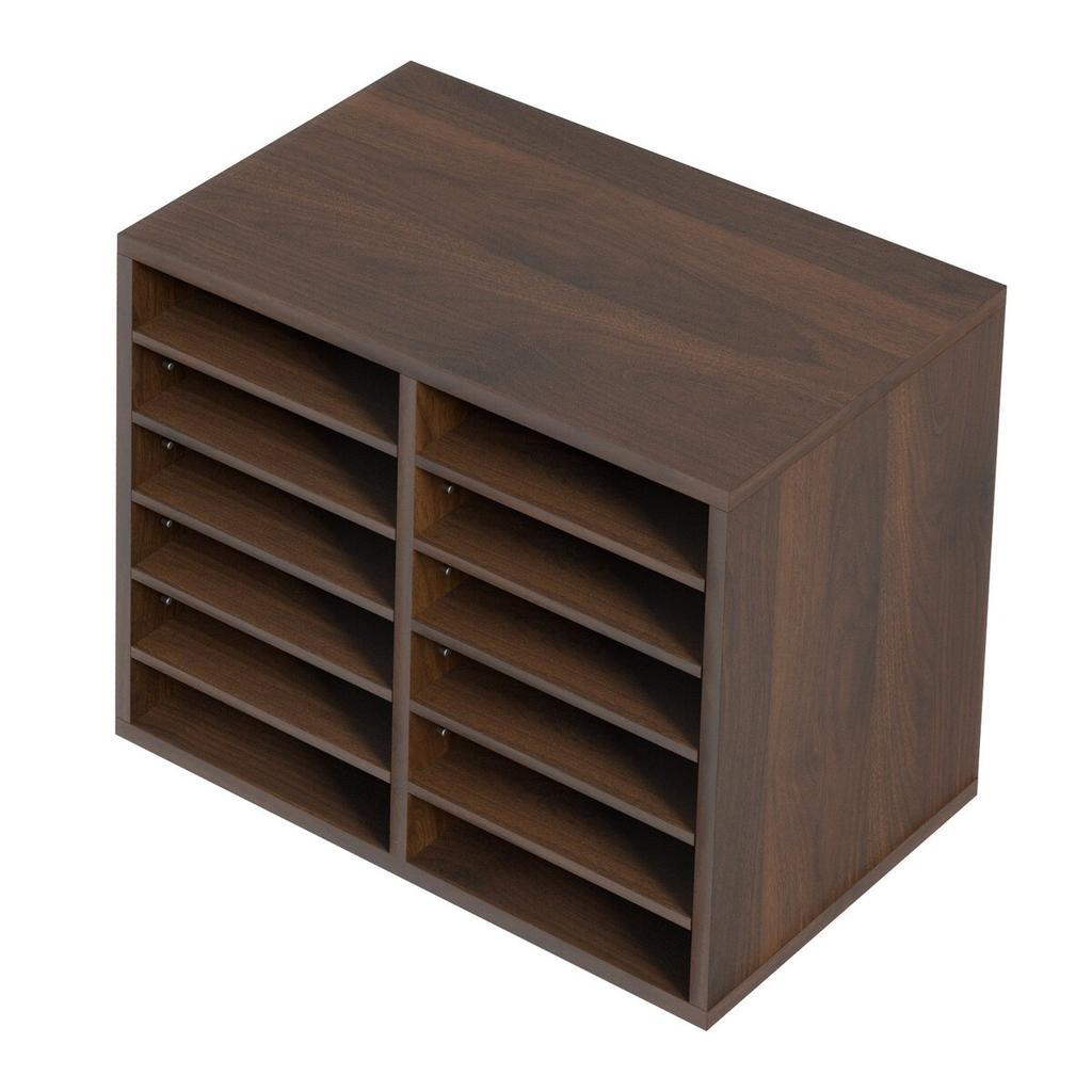 Literature Organizers, 12 Compartments Office Mailbox with Adjustable Shelves, Wood Literature Sorter 20.4x12x16.1 inches for Office, Home, Classroom,