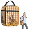Curious George und Blumenmuster Isolierte Lunchtasche für Damen Kinder Auslaufsichere Lebensmittelboxen Thermische Lunchbox Tragetasche