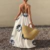 European and American Sexy Elegant Temperament Backless Suspender Loose Vacation Style Long Skirt for Women
