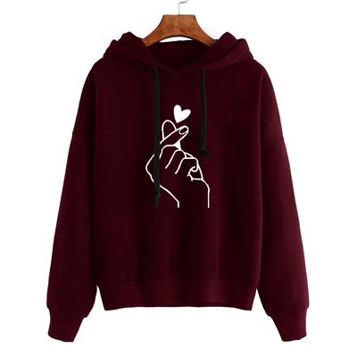 Sweat à capuche 3D tendance 2025 pour femmes Impression Cœur Doigt Chemise à capuche Pull Sweat-shirt Décontracté Cordon de serrage Vêtements pour femmes