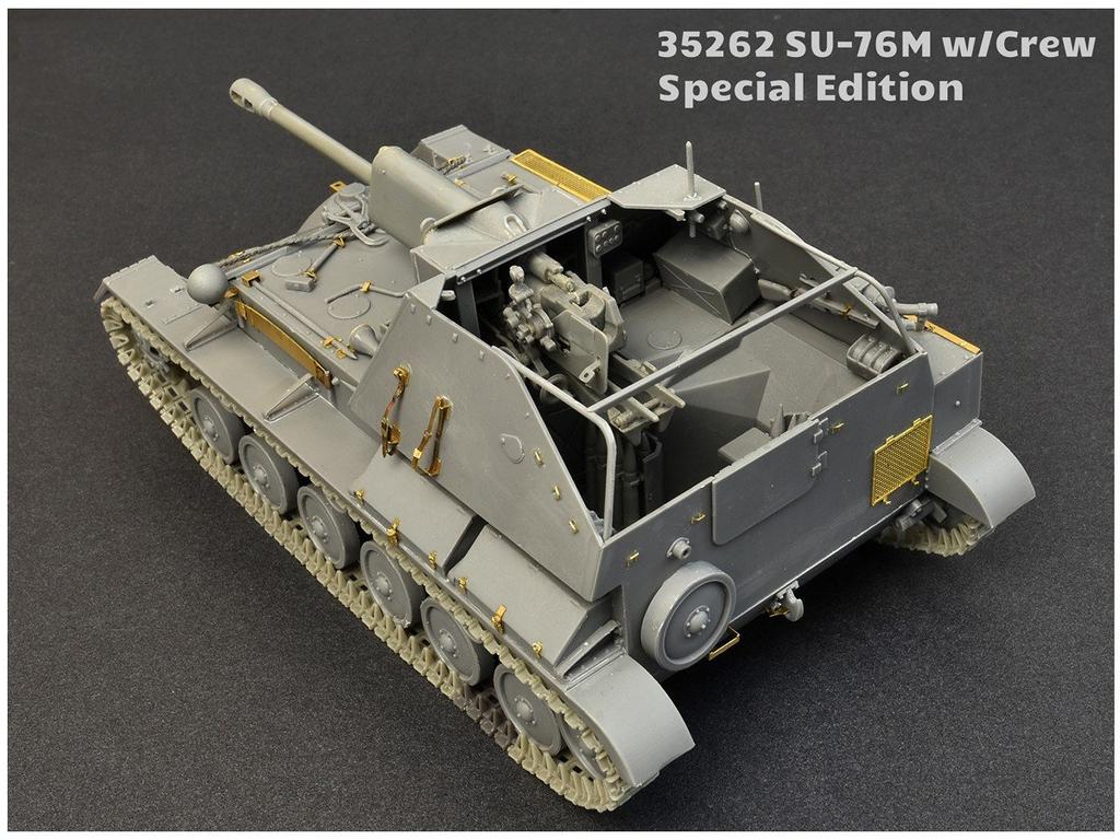 MiniArt Scale Soviet Gun with 5 Tank Crew Ammunition and Shells Plastic Model Kit 1/35 Self-Propelled SU-76M Figures, Boxes, (MA35262)