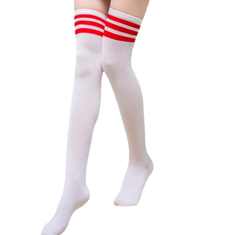 Academy Style Women's Striped Knee-High Cotton Socks - Three Stripes, Perfect for Dance Performance