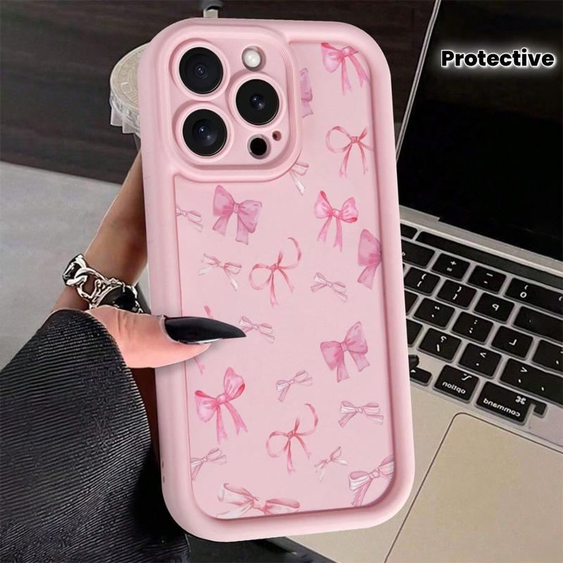 Pink Various Bow Phone Cases Suitable for iPhone 17 16 15 14 13 12 11 Pro/ Max /Plus Anti-fall and Shockproof Back Cover