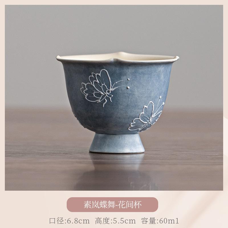 

2pc/lot Hand-painted Butterfly Teacup Luxury Tea Bowl Sample Tea Cup Tea-tasting Personal Cup Chazhan Master Cups For Tea 60ml