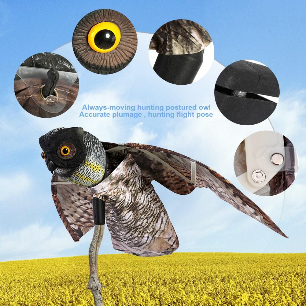 Prowler Eule mit beweglichem Flügel Garten Vogelscheuche Raubtier Attrappe Schädling